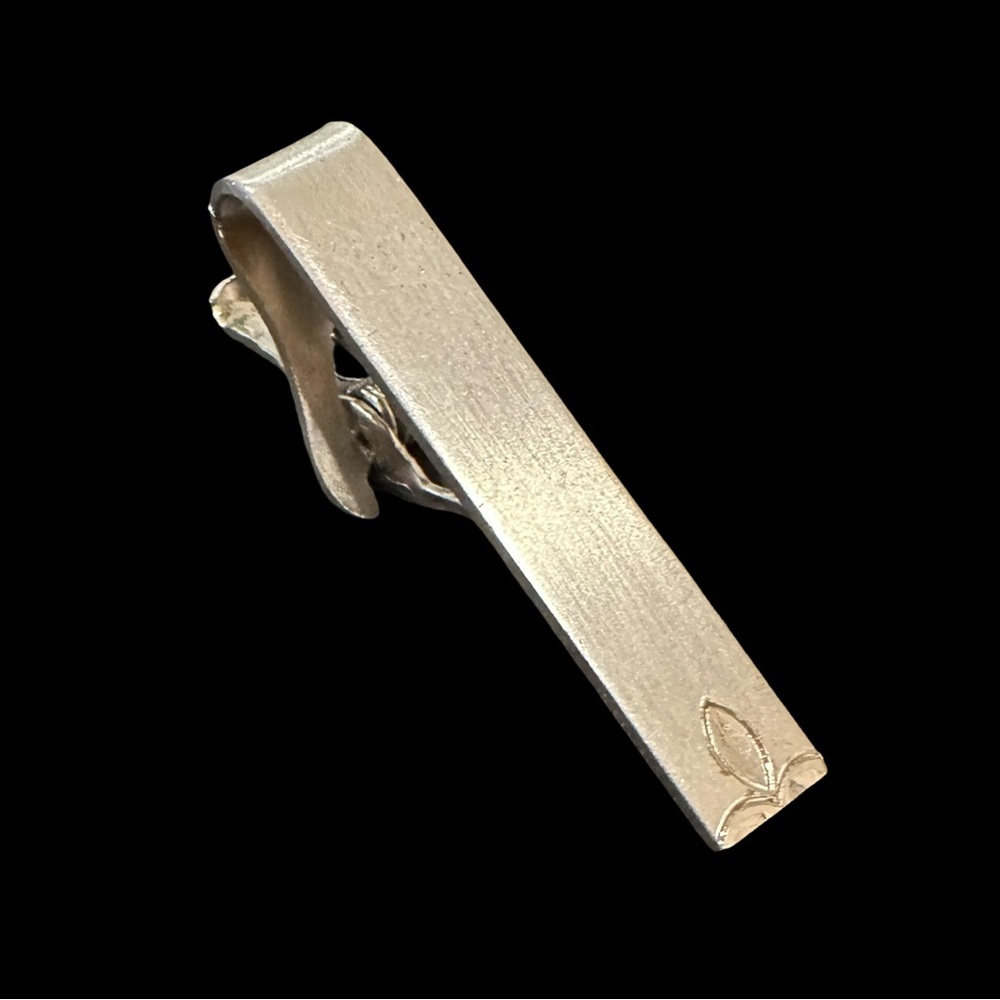 Vintage Flex Let Tie Bar Clip Silver Tone USA